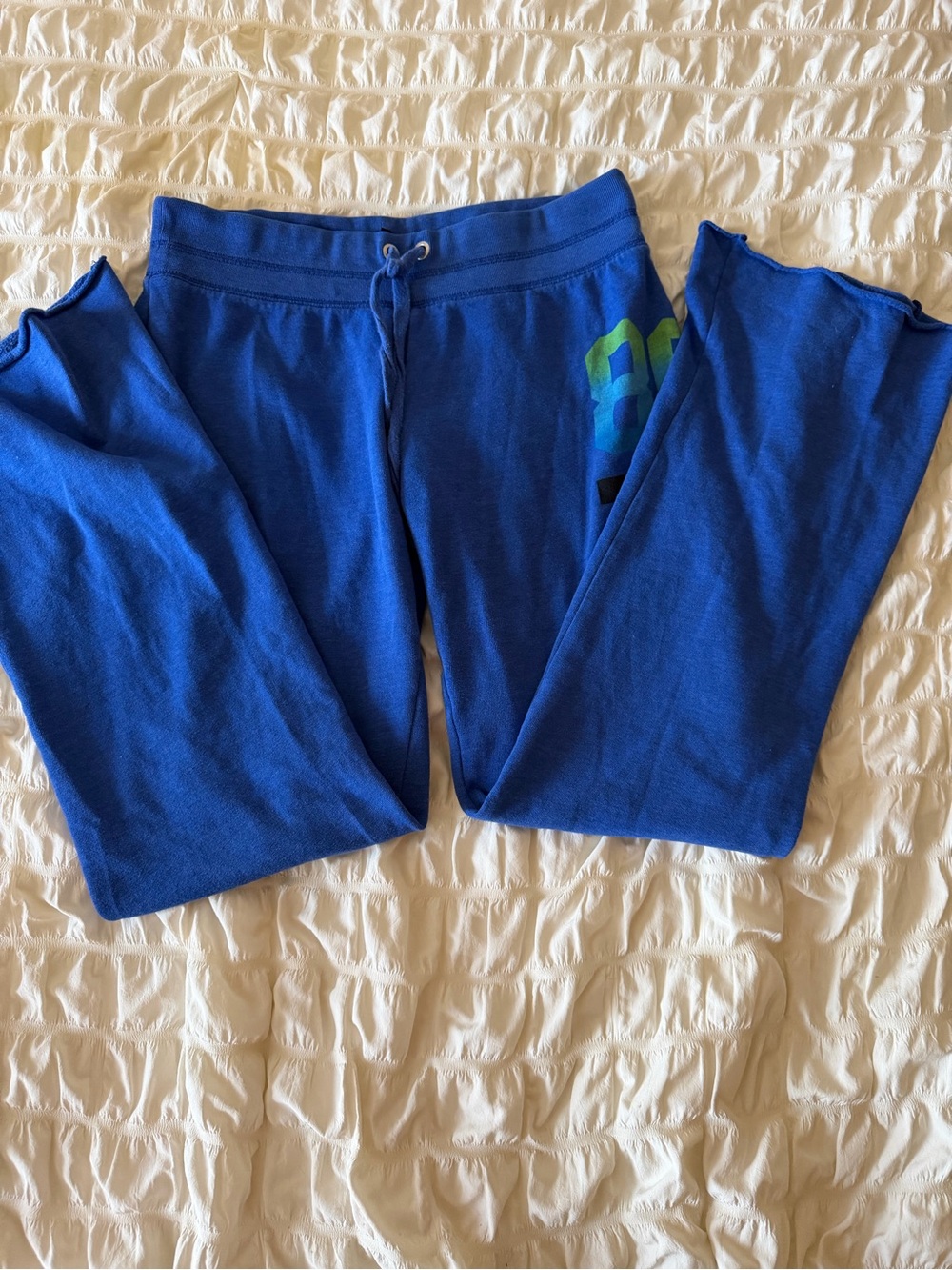 Pink Victoria's Secret Royal Blue Sweatpants with Green Accent